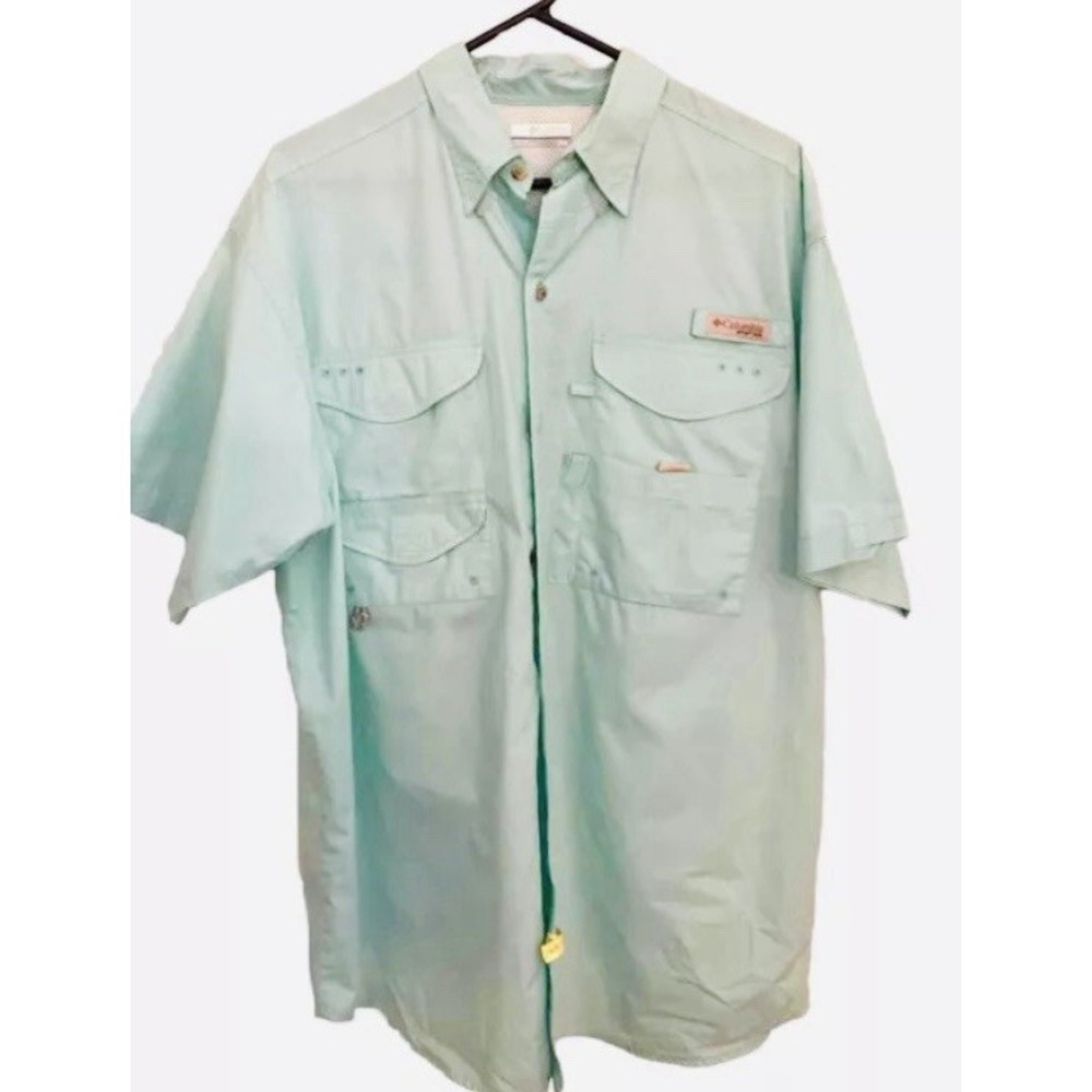Columbia  Shirt Green Sz Medium Performance Fishing Gear Men Long‎ Sleeve